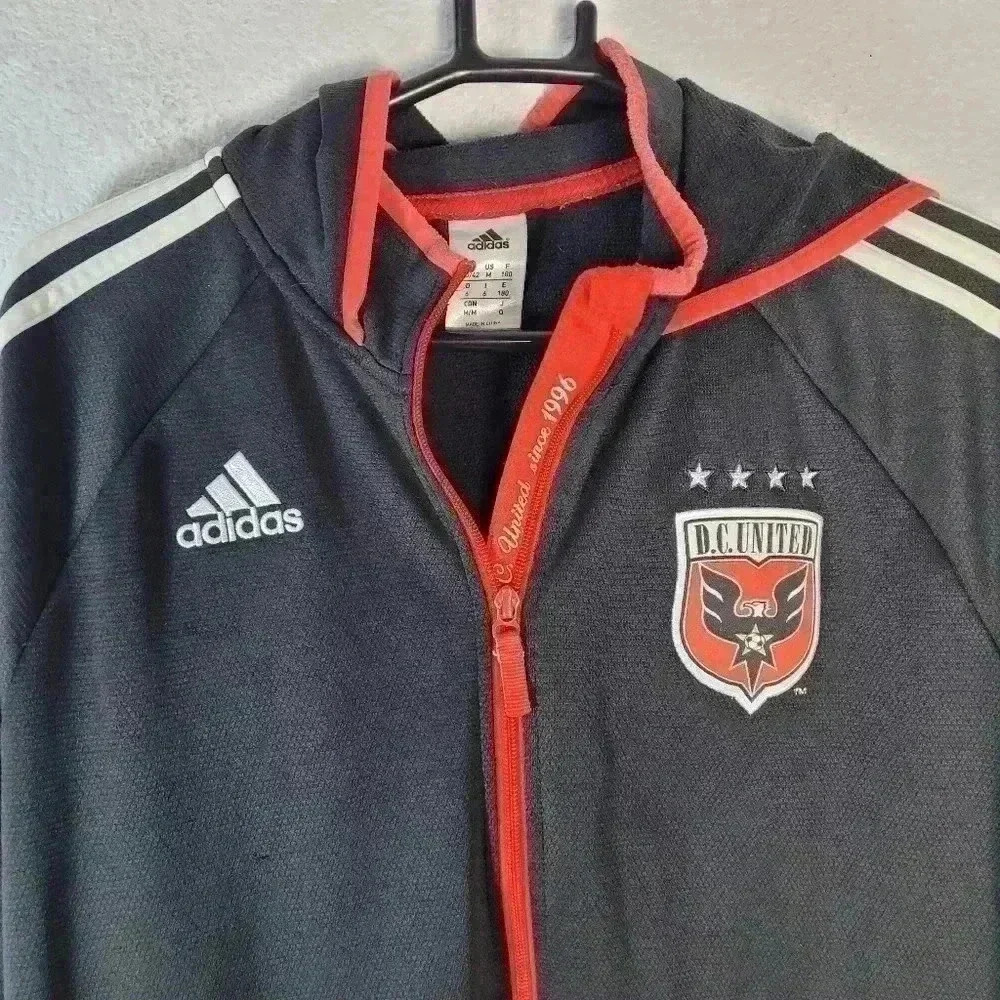 Adidas DC United MLS Full Zip Hoodie Jacket Sz Lg Black Red - Picture 3 of 7